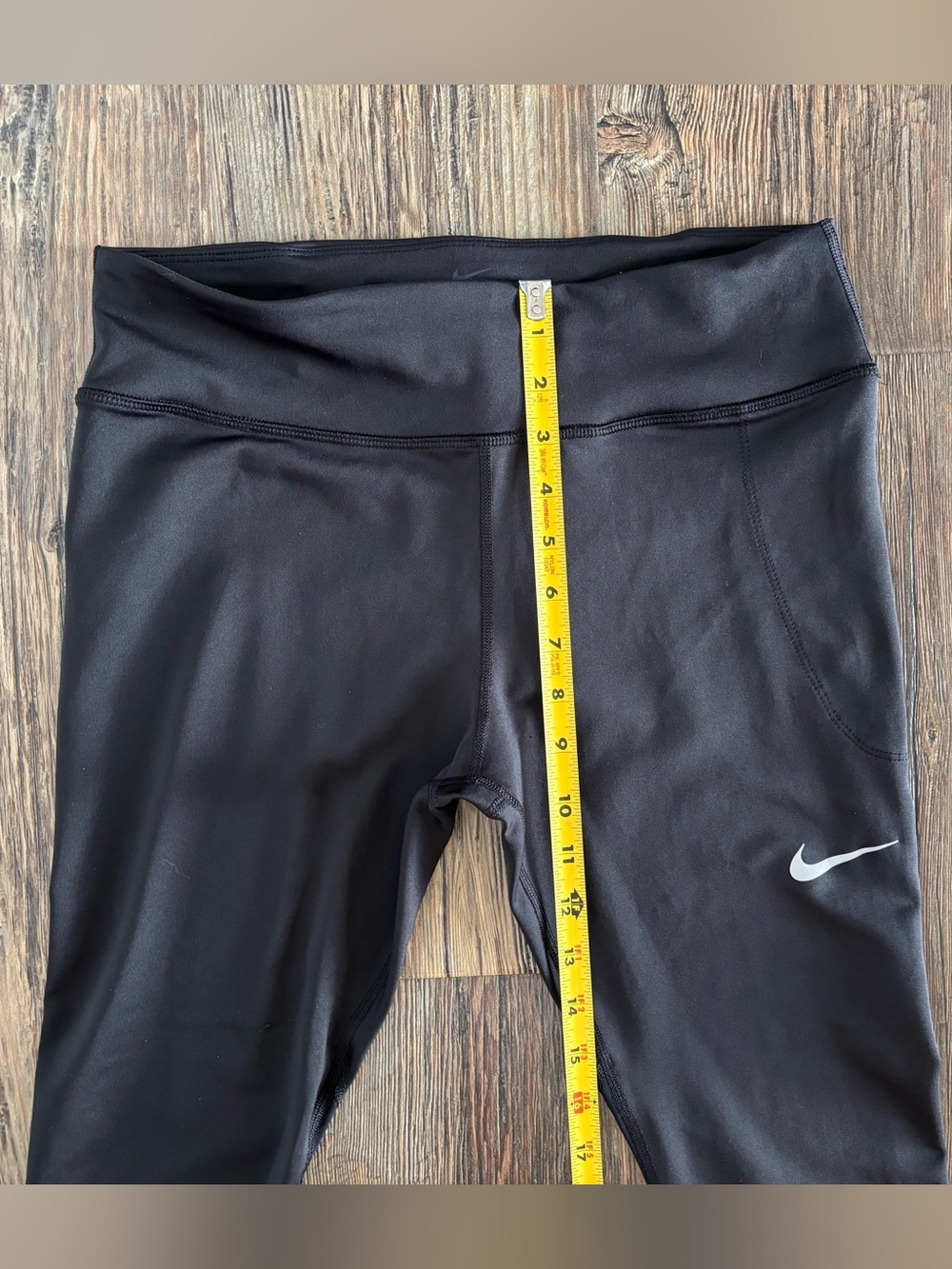 Nike Dri-Fit Cropped Leggings Capris Womens L Black Mesh Calve Panel Running - Picture 8 of 9